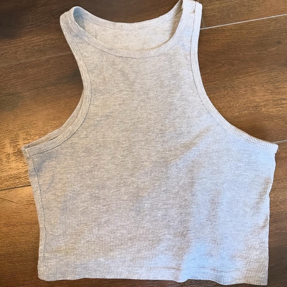 Grey Ribbed Tank Top